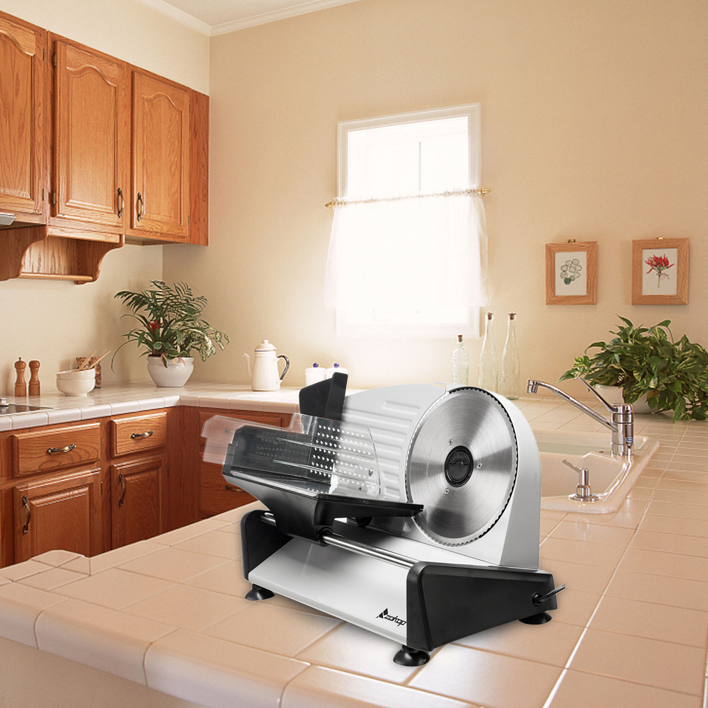 Lowestbest Food Slicers and Choppers, Semi-automatic Gear Cutter Vegetable Slicer, Electric Meat Slicer, Features Precision Thickness Control and Tilted Food Carriage